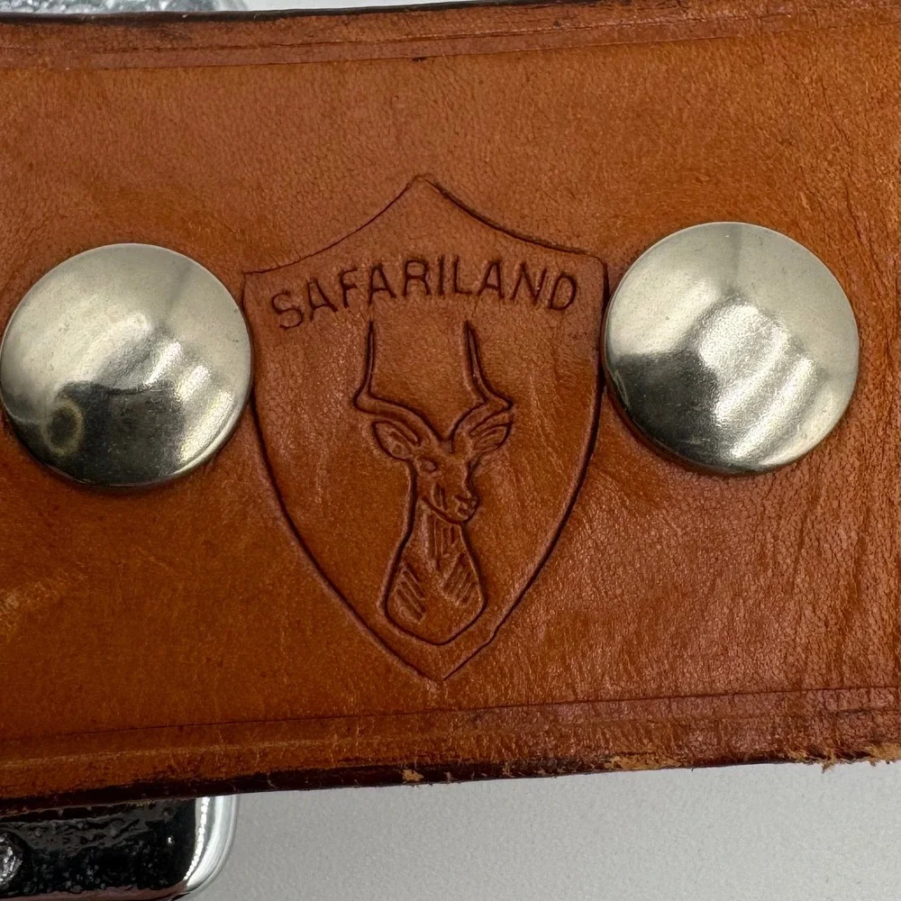 Safariland Leather Belt Solid Brass Removable Buckle Mens 34 Brown Western Vtg